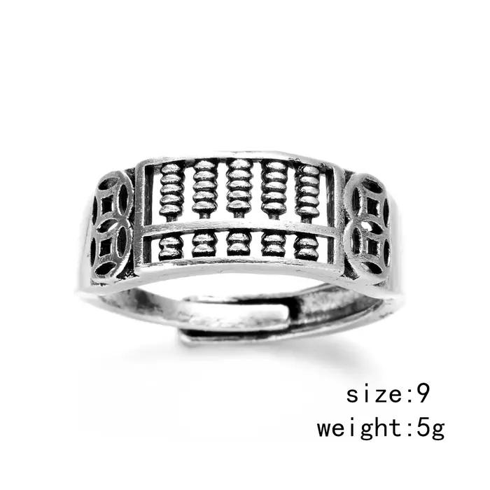 Bague d'ouverture de pièce de monnaie en cuivre rétro chinois pour hommes et femmes, bagues Feng Shu