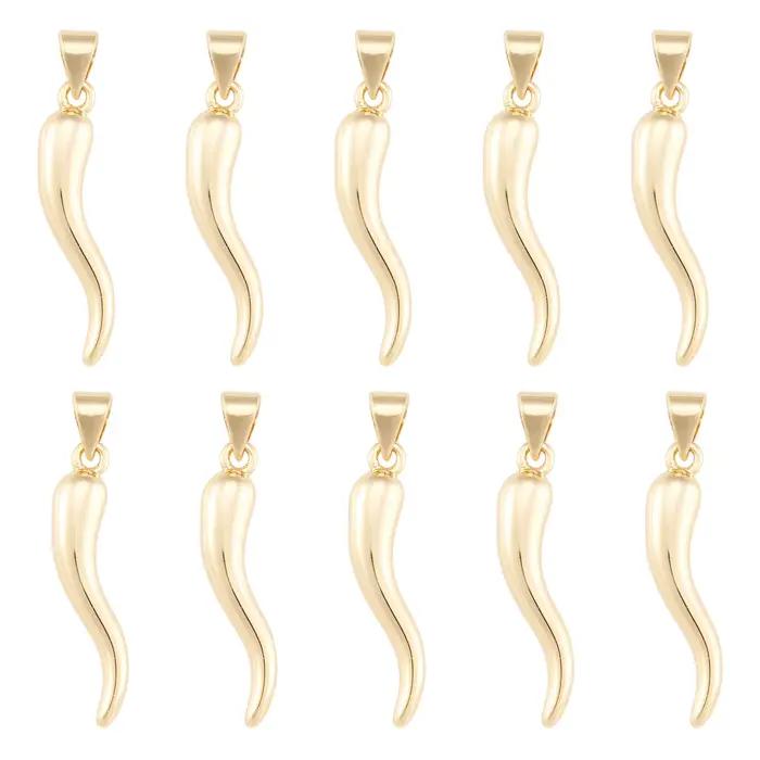 Pandahall – pendentifs en laiton en forme de corne de abondance, avec attaches à clipser, plaqué or, breloques en forme de corne pour collier, fabrication de bijoux, cadeau, 10 pièces