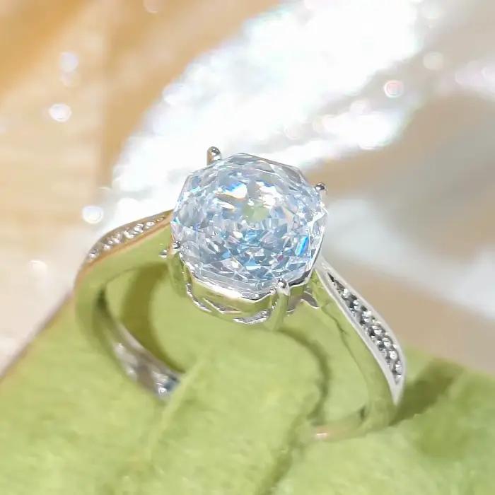 Bague en argent sterling 925 sertie de zirconium blanc élégante pour femme occasions spéciales anniversaire mariage
