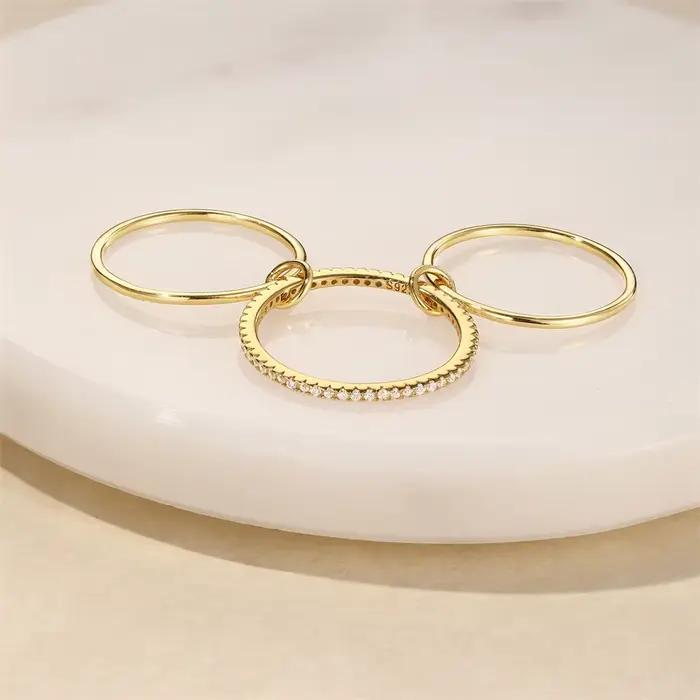 CANNER – bague classique empilée à trois couches en argent Sterling 925 pour femmes, minimaliste, exquise, bijoux fins, cadeau de fête, 1 pièce