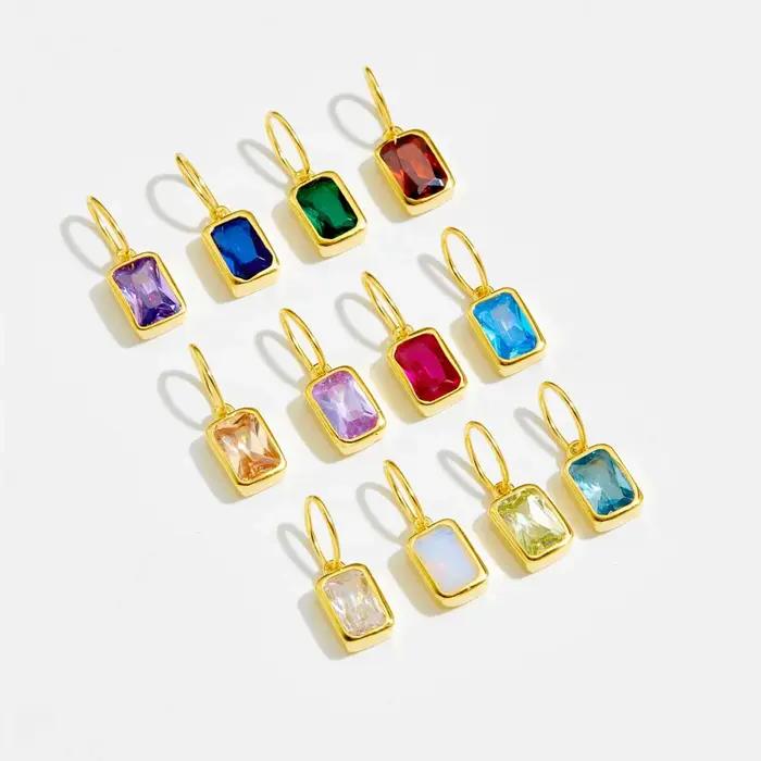 VEWANT – pendentif carré multicolore en argent Sterling 100% 925 pour femmes
