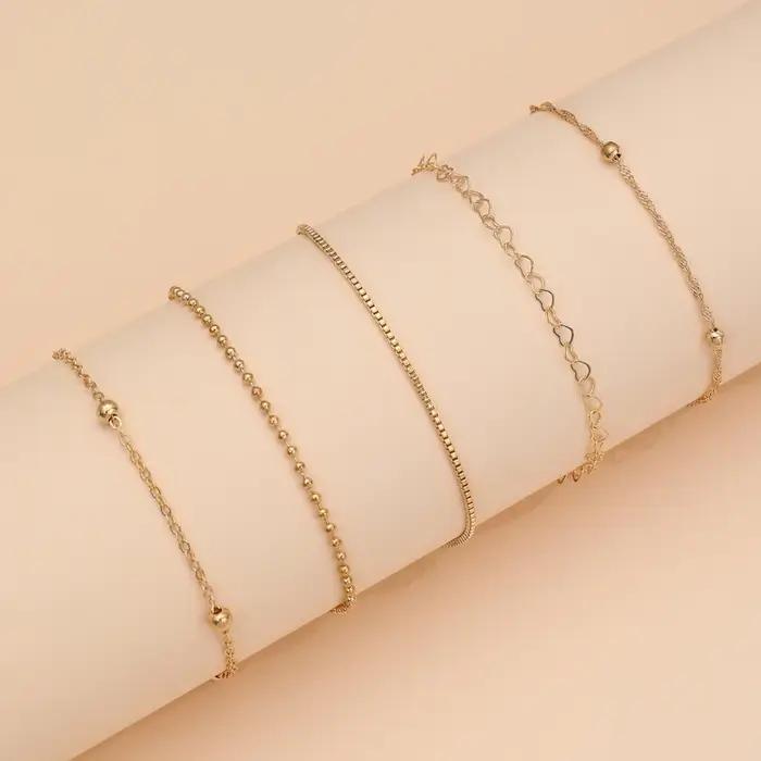 Ensemble de bracelets en forme de cœur plaqué or et argent pour femmes, cadeau romantique et élégant pour occasions spéciales