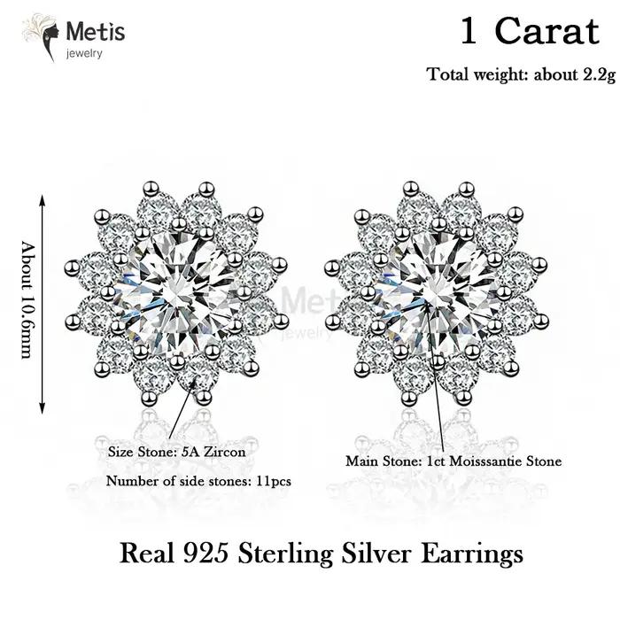 Boucles d'oreilles en diamant Moissnaite pour femmes