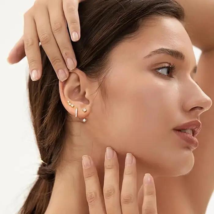 Boucles d'oreilles hypoallergéniques en or 14 carats pour femmes