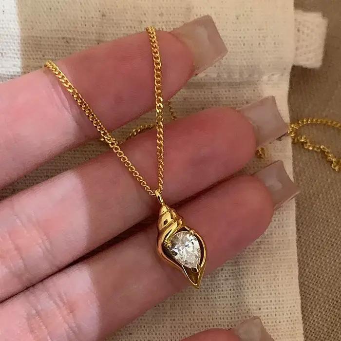 ENSHIR – collier avec pendentif en zircon couleur or pour femmes, chaîne de clavicule, Design de lux