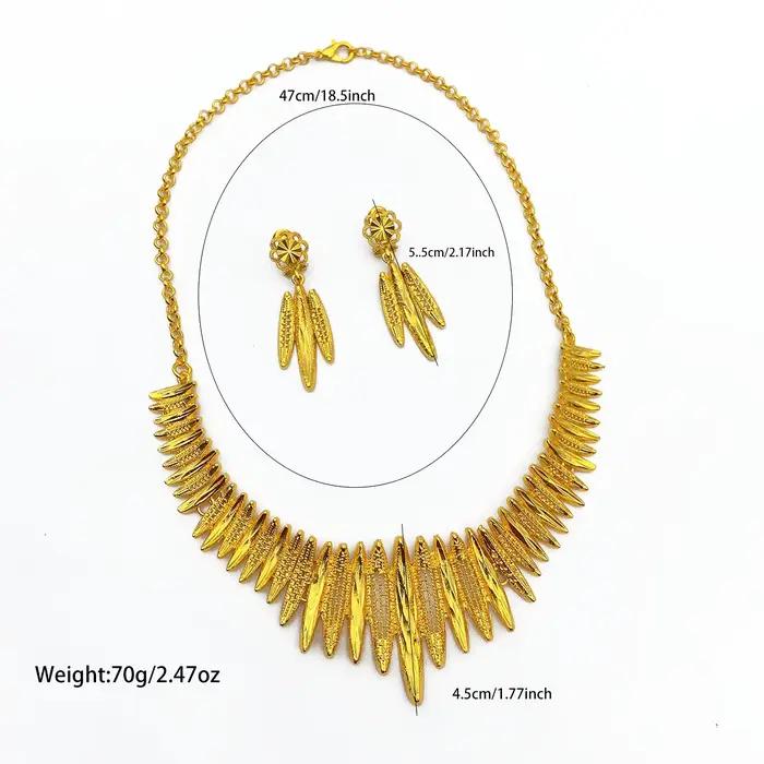 ANIID Dubai 24K couleur or ensembles de bijoux de mariage collier africain boucles d'oreilles pour les femmes nigérian indien mariée 2 pièces ensemble cadeaux de fête