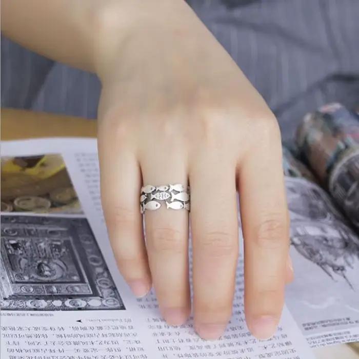 Bague poisson mignon en argent sterling 925 pour femmes, bijou animal de compagnie moderne et original, cadeau d'anniversaire, bijou à la mode pour occasions spéciales