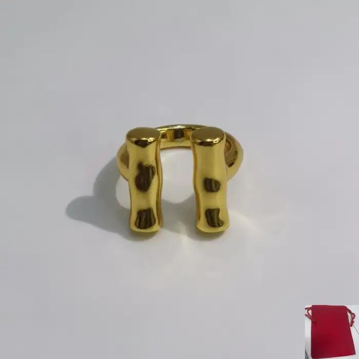 Bague ouverte géométrique or et argent style OL