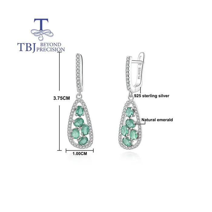 Boucles d'oreilles en argent sterling 925 avec émeraude naturelle et zircon pour femmes, style romantique, idéal pour les soirées et les occasions spéciales