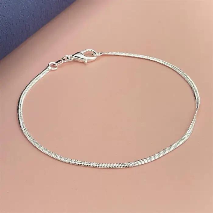 Bracelet en argent regardé 925 pour femme, bijoux exquis, cadeau de fête de mariage, mode salle Sophia, 2mm