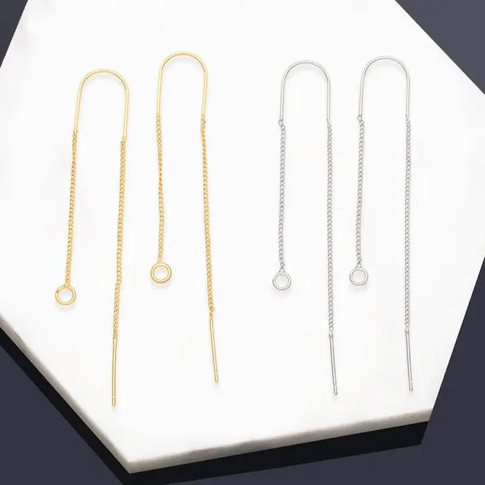 OCESRIO longue chaîne cuivre plaqué or CZ boucles d'oreilles crochets pour bricolage