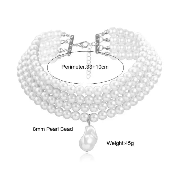 Collier ras du cou classique en perles rondes pour femmes