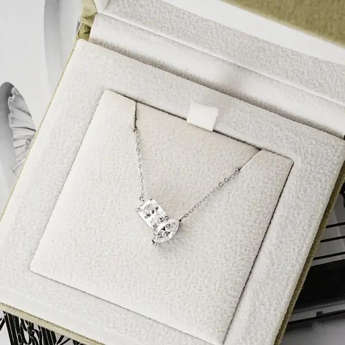 M-JAJA 3ct Moissanite pendentif collier pour femmes coupe rayonnante/coupe Marqusie diamant