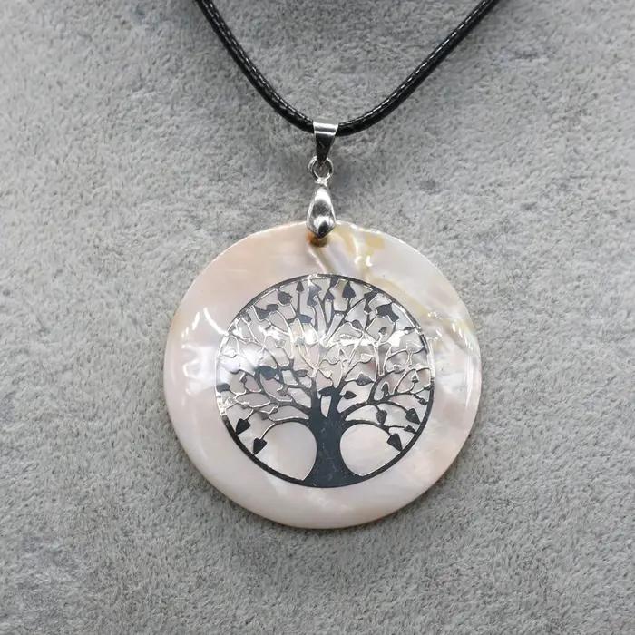 Collier en coquillage naturel avec pendentif goutte d'eau en cuir pour femmes élégantes romantique cadeau occasion spéciale