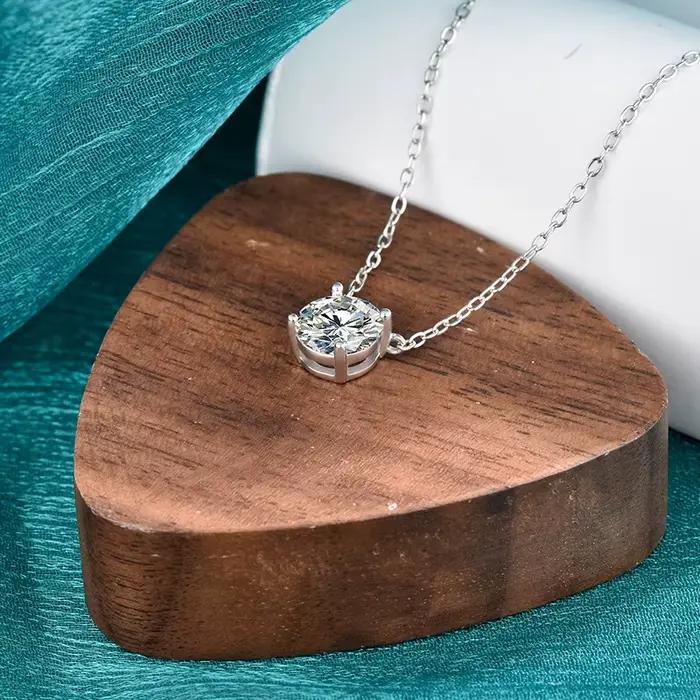 Collier pendentif en argent sterling 925 classique et brillant pour femme