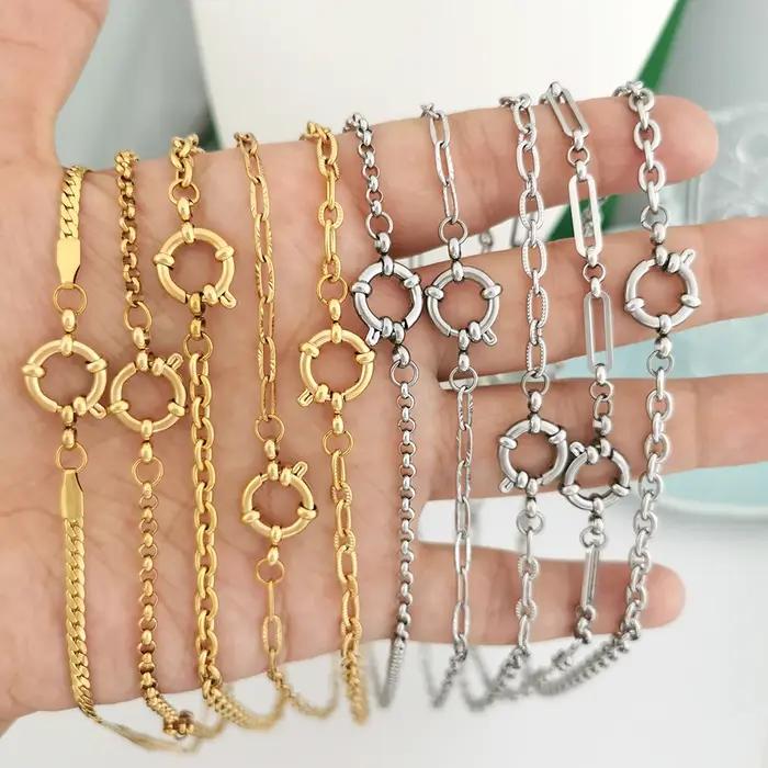 Collier ras du cou unisexe en acier inoxydable avec fermoir marin