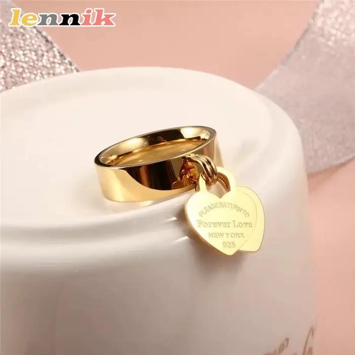 LENNIK bague d'amour pour toujours amour mode lumière luxe coeur de pêche lettre accessoires plaqué or