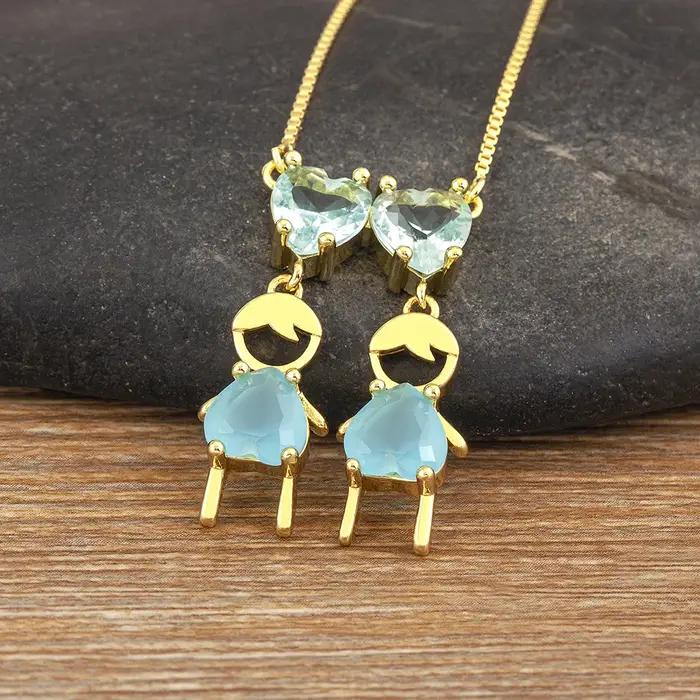 Colliers avec pendentif en zircone incrusté de cœur d'amour pour garçon et fille, chaîne polyvalente à la mode, bijoux cadeaux de fête des mères, offre spéciale