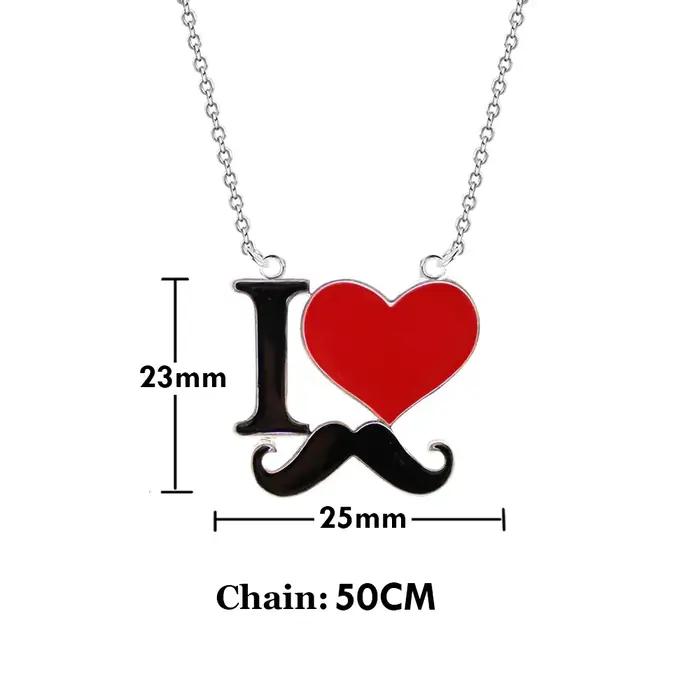 Collier en émail couleur argent et or avec pendentif cœur et moustache pour femmes et filles, bijou à la mode pour les meilleures occasions sociales