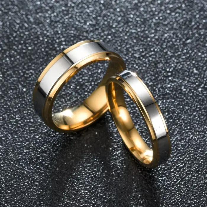 Ensemble de bagues de Couple assorties en acier inoxydable, bandes de fiançailles de mariage, cadeau romantique de saint-valentin pour lui et pour elle, 2025