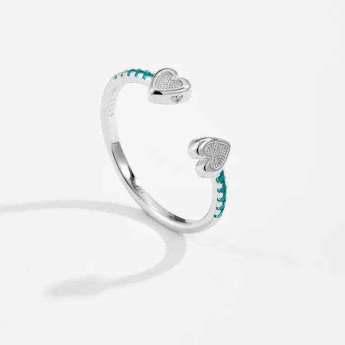 ANDYWEN – bague Double cœur réglable en argent Sterling 925