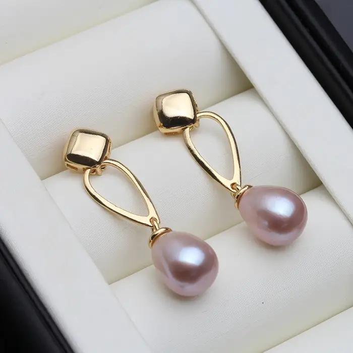 Boucles d'oreilles en perles noires véritable pour femme