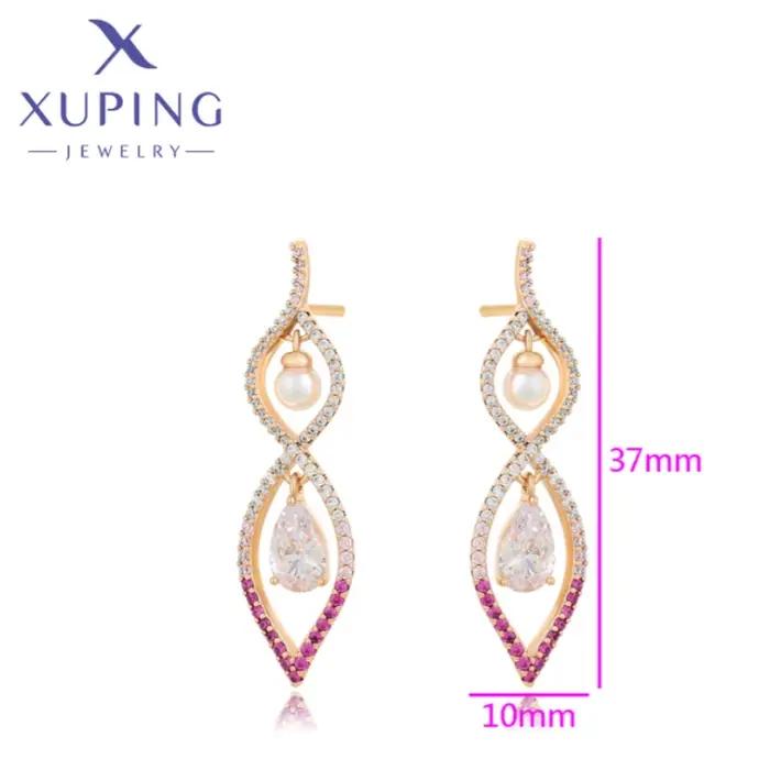 Boucles d'oreilles pendantes géométriques élégantes et tendance couleur or Xuping Jewelry