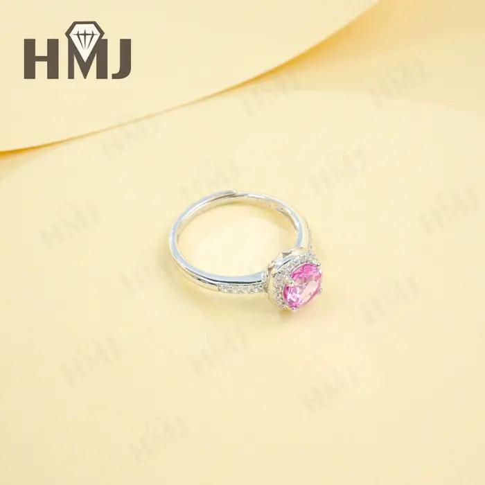 Bague en saphir/padparacha cultivé en laboratoire