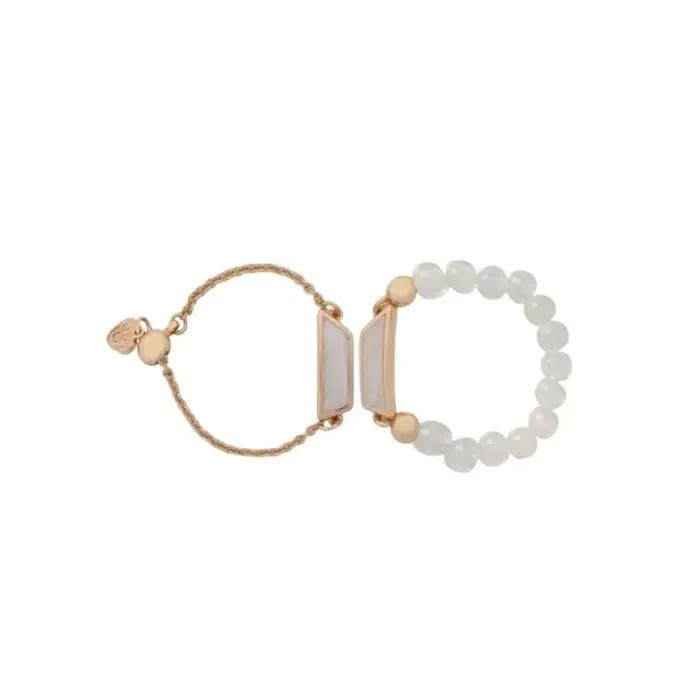 Bague chaîne perlée squelette résine tendance pour femmes mode élégante anniversaire cadeau fanclub