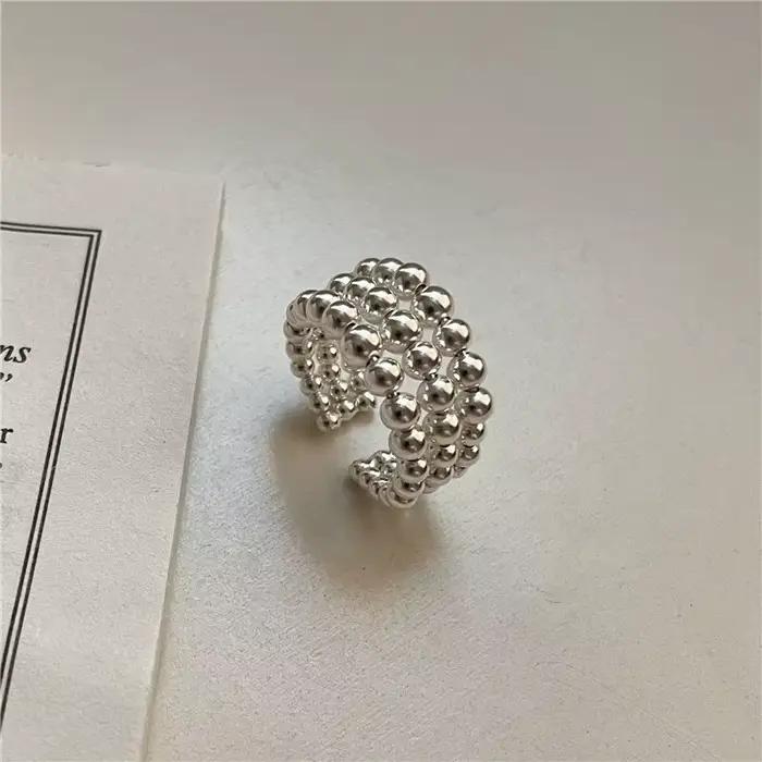 Bague de cocktail réglable en argent sterling sertie de zirconium blanc pour femmes et filles, style coréen, bijou pour les occasions spéciales et les cadeaux de fête
