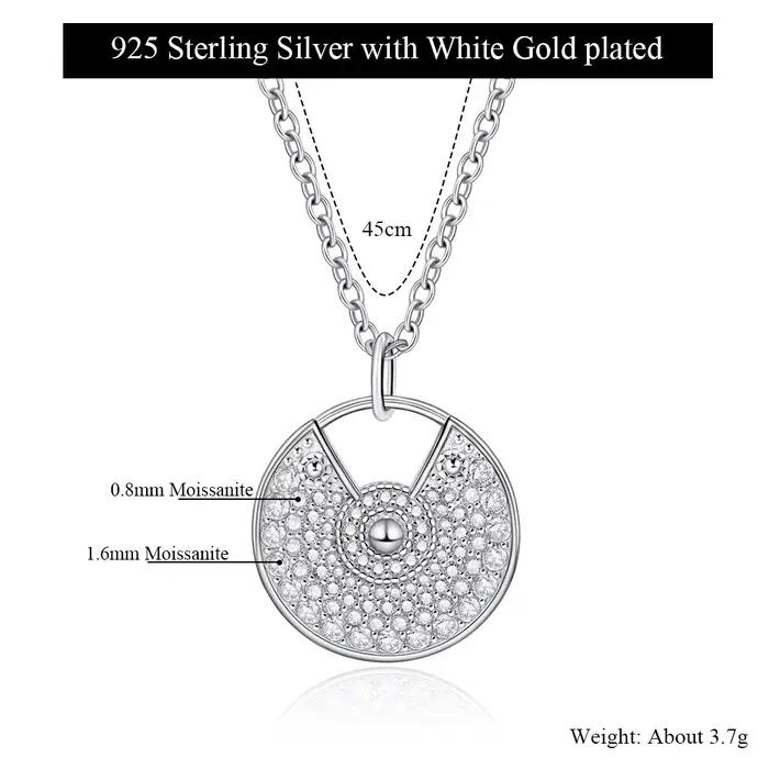 Collier Moissanite M-JAJA pour femmes D VVS1, plaqué or blanc 18 carats, chaîne en argent Sterling 9