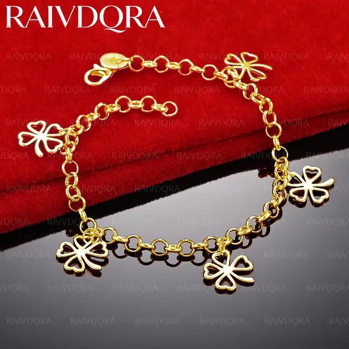 Bracelet pendentif trèfle plaqué or 18 carats pour femmes, bijoux de boutique, mode, cadeaux porte-b