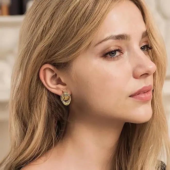 Boucles d'oreilles épaisses plaquées or 18 carats pour femmes