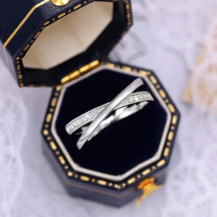 Huretailers-Bague en argent avec croix pour femme