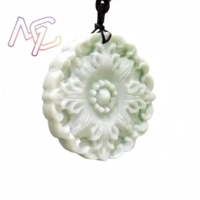 Collier en pierre sculptée naturelle jade solitaire pour femmes occasions spéciales bijou luxueux amulette unique
