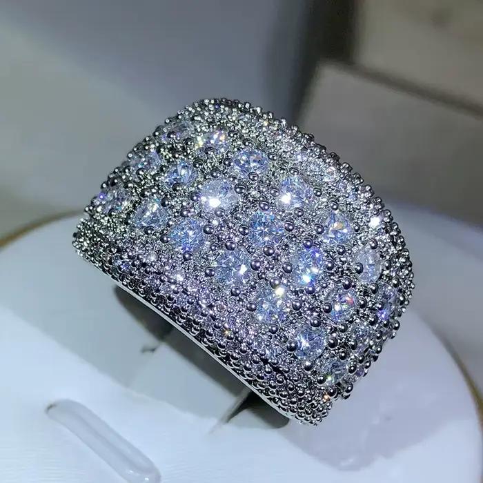 Bague de fiançailles ronde en argent Sterling 925 pour femmes