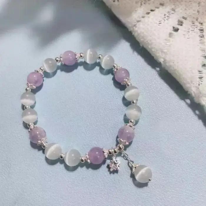 Opale originale bleu mer trésor clair de lune cristal Bracelet léger luxe élastique