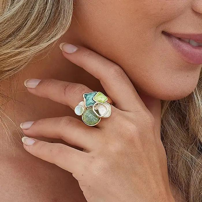 Bague en émail coloré réglable pour femmes, bijoux en résine géométrique mode, cadeau de fête de luxe, nouveauté 2024 occassions spéciales