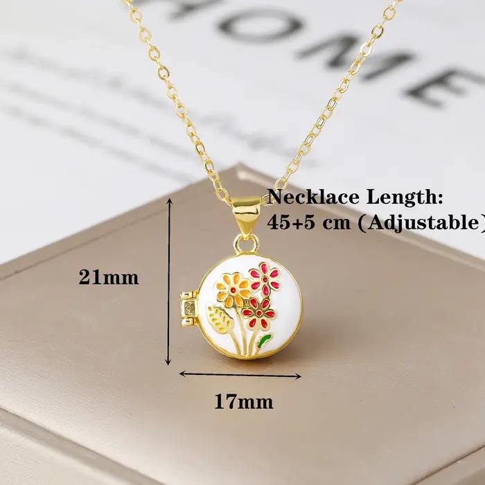 Collier médaillon à fleurs colorées pour femmes
