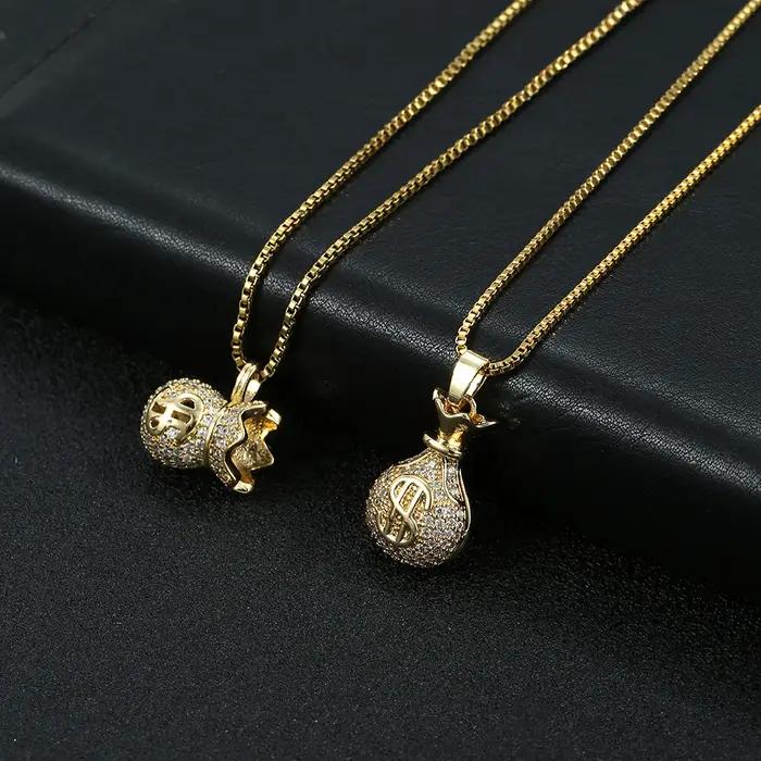 Collier sac géométrique en zircone cubique pour femmes élégant cadeau occasion spéciale anniversaire style moderne