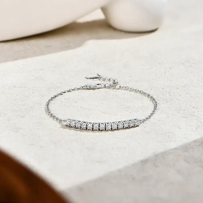 Bracelet de tennis en moissanite 925 plaqué or jaune bracelet ajustable pour femmes bijoux de charme occasion spéciale engagement soirée business婚礼 engagement派对商务