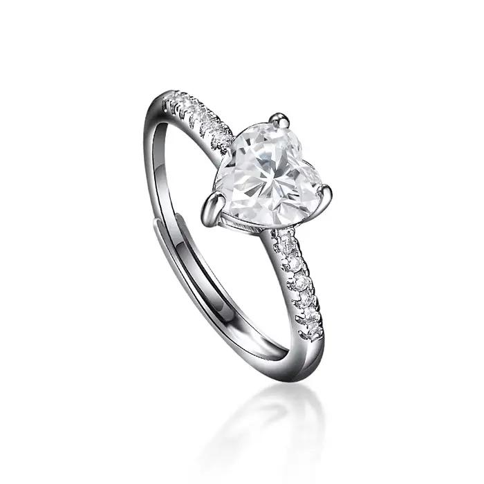 Bague en forme de cœur en argent Sterling 925 pour femmes