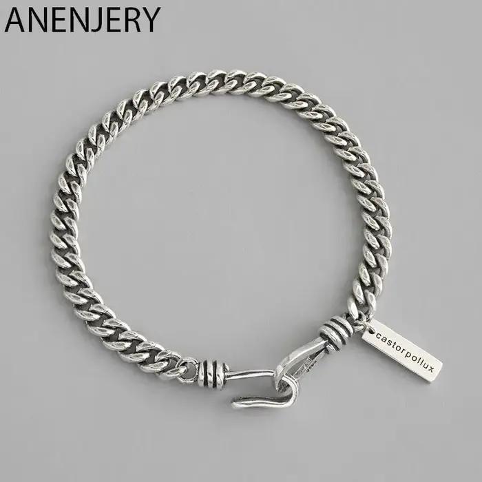 ANENJERY lune étoile Imitationn perle Bracelet à breloques 925 argent Sterling dégradé pierre de lun