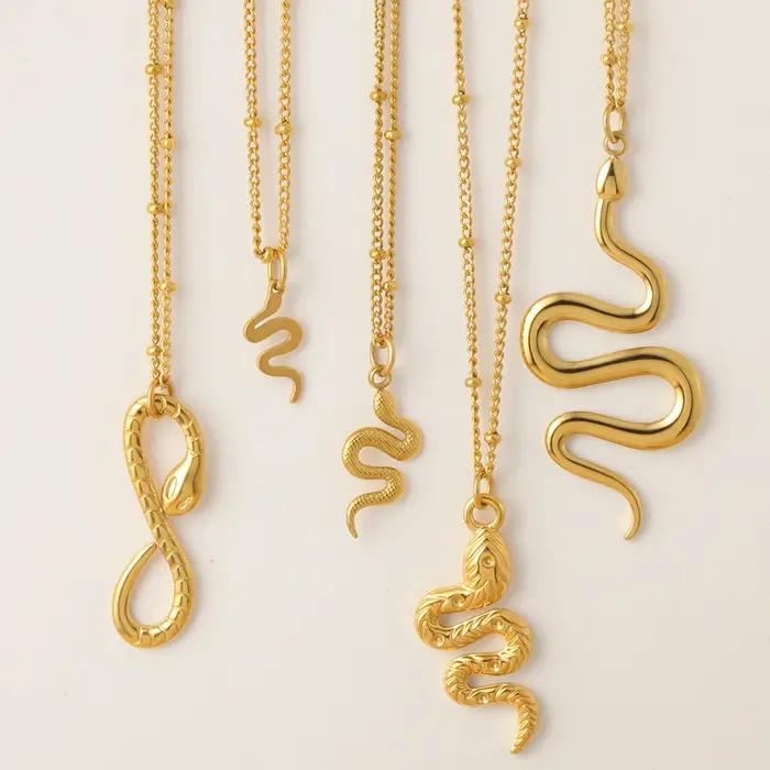 Pendentif collier pour les femmes d'or clip perle chaîne serpent