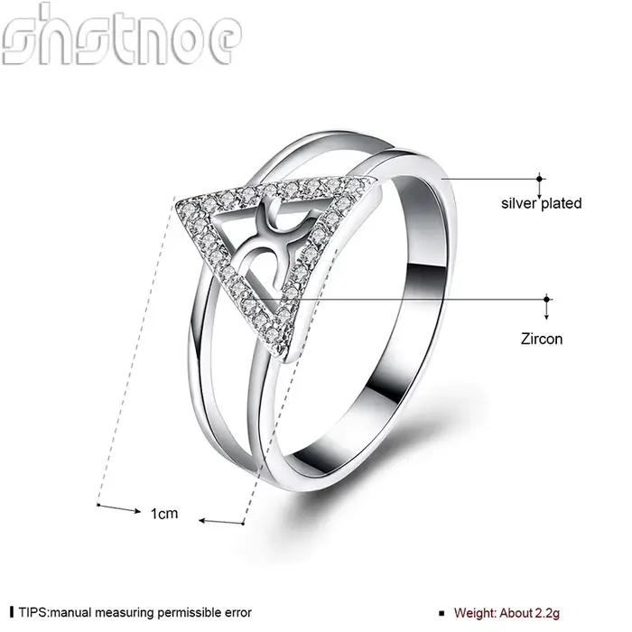 Bague triangulaire en argent Sterling 925 de haute qualité pour femmes