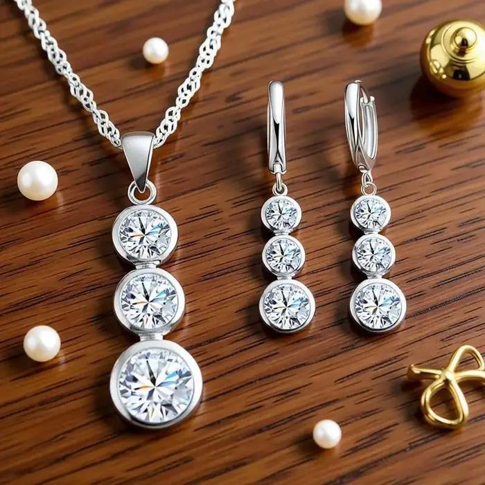 Ensemble de boucles d'oreilles et collier avec pendentif en forme de gourde en argent Sterling 925