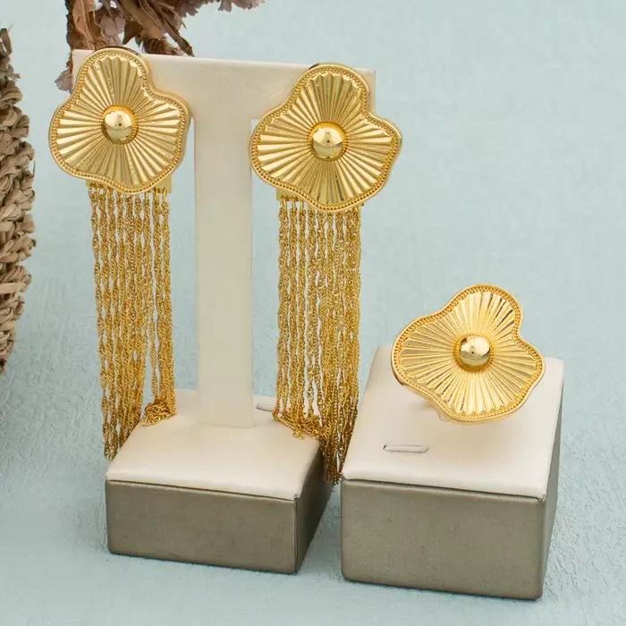 Boucles d'oreilles africaines de Dubaï pour femmes, boucles d'oreilles longues en forme de goutte d'eau, bijoux de mariage sexy pour jeunes femmes, gros bijoux légers