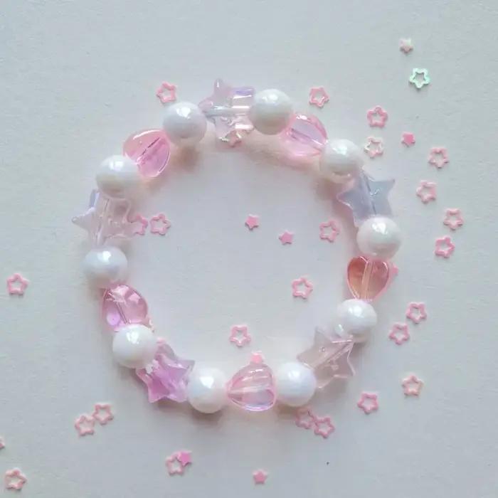 Bracelet rose pastel mignon Kawaii pour petits poignets