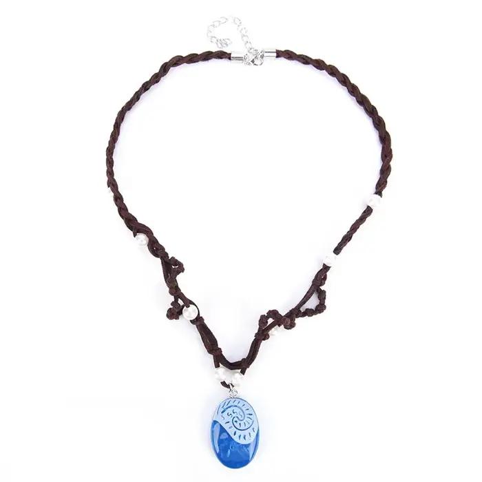 Collier de princesse Moana pour femmes et filles, accessoires de bijoux, film animé, Cosplay, corde en cuir tressée à la main
