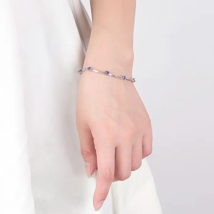 Bracelet rétro en argent Sterling 925 avec Zircon pour femmes